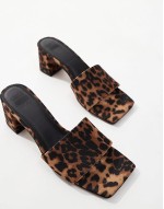 Hundred mid block heeled mules in leopard