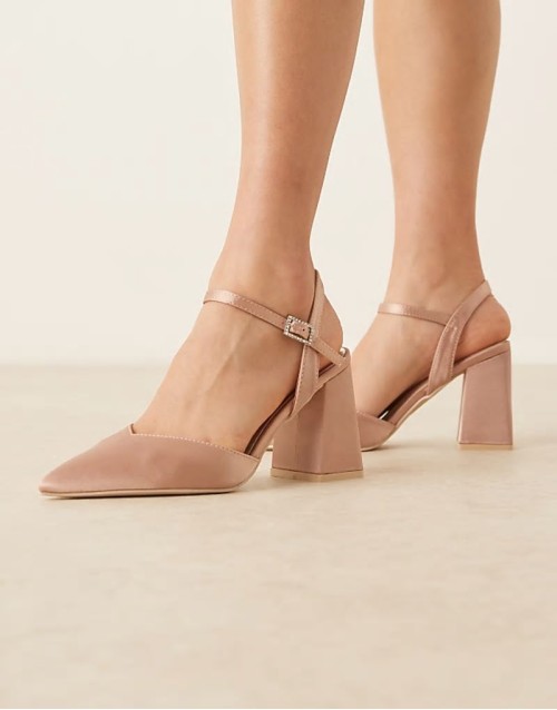 Bridal Frankie embellished heeled shoes in blush satin