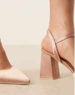 Bridal Frankie embellished heeled shoes in blush satin