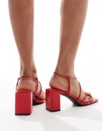 Taryn strappy block heel sandals in cherry red