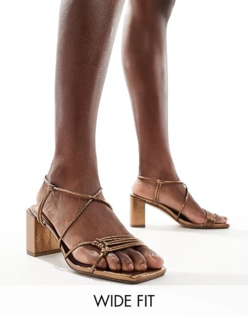 Special Offer ‌Stylish Taryn strappy block heel sandals in bronze