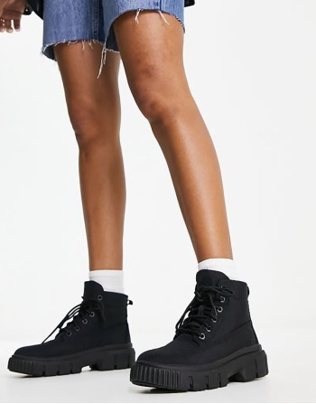 greyfield black canvas boots
