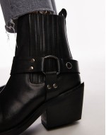 Maxy leather western boots with harness in black