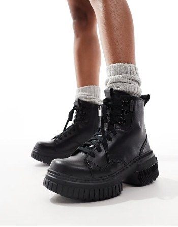 ONA AVE WP waterproof lace up leather boots in black