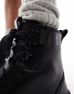 ONA AVE WP waterproof lace up leather boots in black