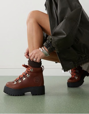 Stone Street lace up hiker boots in brown leather