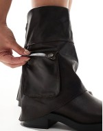 mid calf boot with pocket in black