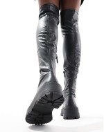 over the knee chunky boot in black