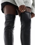 over the knee chunky boot in black