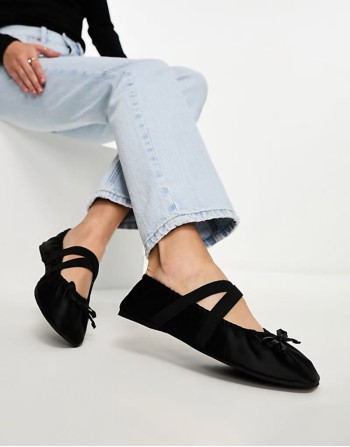 Los Angeles ruched ballet in black satin