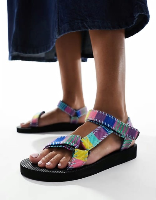 s Trekky patchwork print sandals in multi