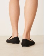 Wide Fit Lakeside ballet flats in black suedette