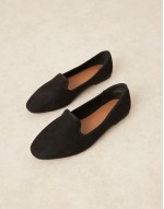 Wide Fit Lakeside ballet flats in black suedette