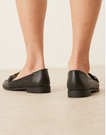 Verity loafer flat shoes with trim in black