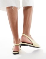 Lace sling back flat shoes in lemon