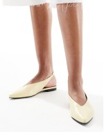Lace sling back flat shoes in lemon