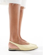 Lace sling back flat shoes in lemon