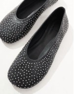 Lustre premium leather studded ballet in black