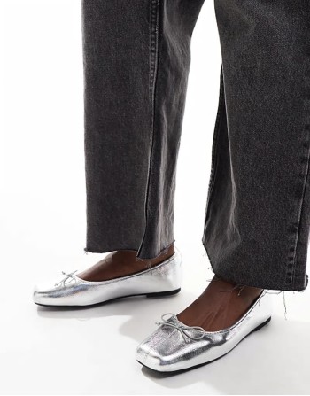 Cotton On ziggy ballet pump in silver