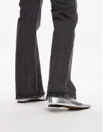 Blakely premium leather square toe ballet flats in silver