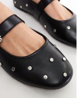 Wide Fit Lou studded Mary Jane ballet in black