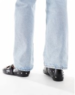 Wide Fit Lou studded Mary Jane ballet in black