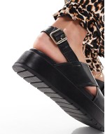 Wide Fit Frosty chunky two-part sandals in black