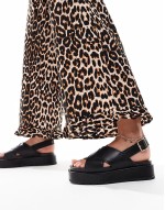 Wide Fit Frosty chunky two-part sandals in black