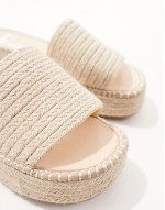 Wide Fit Jordyn flatform espadrille sandals in natural