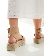 Wide Fit Jinny espadrille with oval buckle in camel