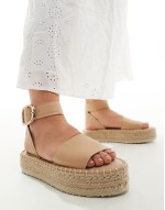 Wide Fit Jinny espadrille with oval buckle in camel