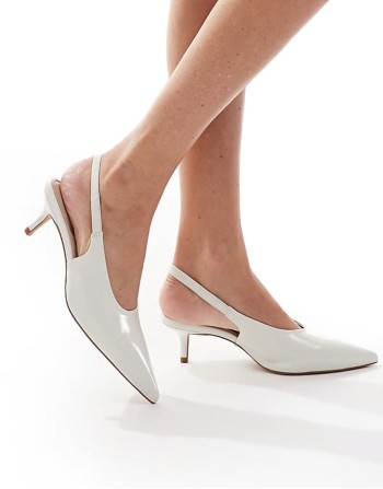 Oceweth slingback kitten heeled shoes in white leather