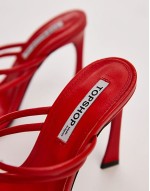 Farley premium leather strappy high heeled sandals in red